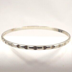 VTG 925 Sterling Silver Hammered Bangle Bracelet Taxco Mexico 8in 4mm 11g TH-112